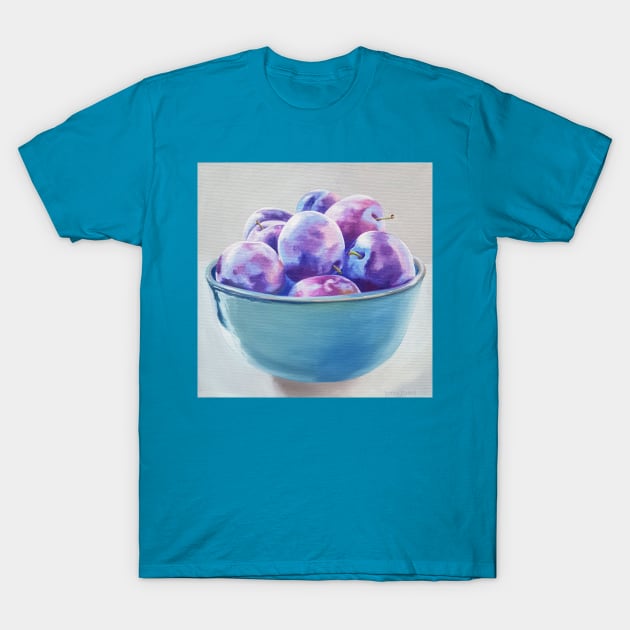 Blue Plums still life painting T-Shirt by EmilyBickell